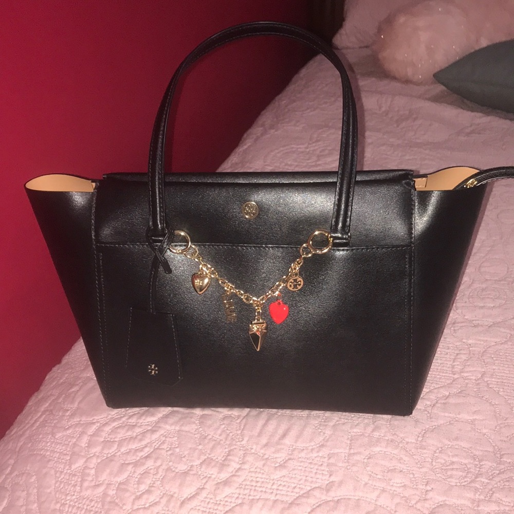 TORY BURCH black leather Parker tote bag
